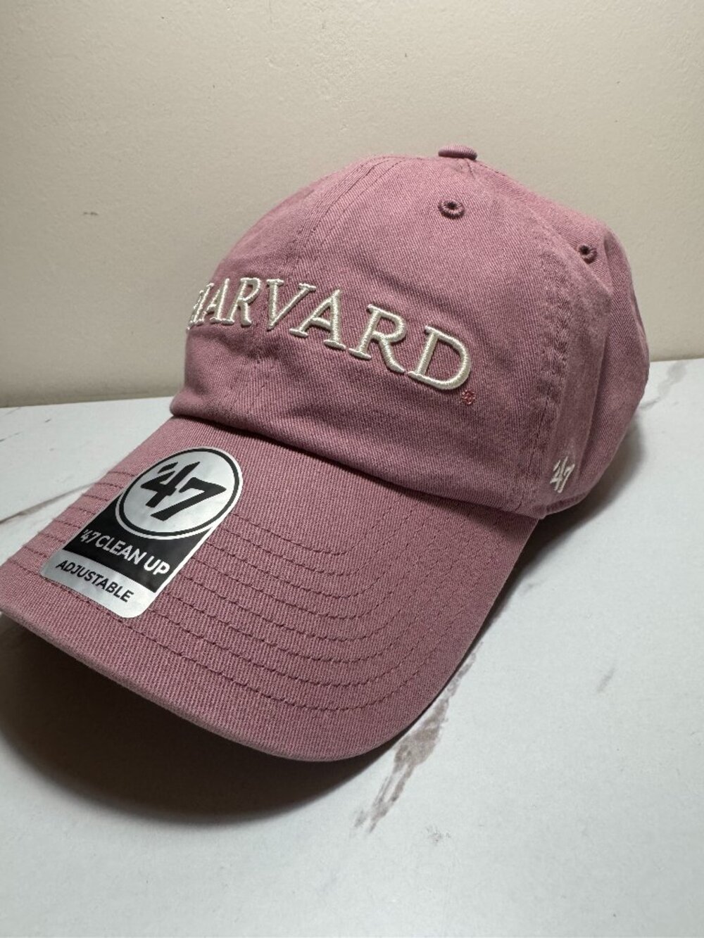 NWT Harvard Dusty Rose Washed Twill Hat White logo